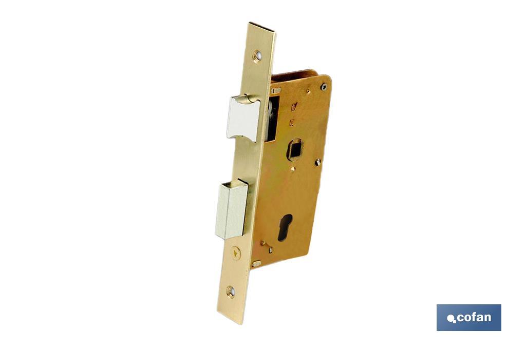 CERRADURA DE EMBUTIR + CERRADERO D47 E60 DE LATÓN (PUERTAS DE MADERA) (PACK: 1 UDS)